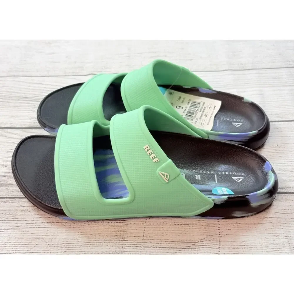Reef Men’s Oasis Double Up Two Strap Sandals Black Marble Ocean Size 9